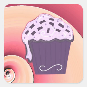 Adesivo Quadrado Bolo de Chocolate Roxo com Fundo Giratório