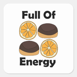 Adesivo Quadrado Bolo de Laranja de Chocolate Jaffa Cheio de Energi
