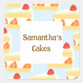 Adesivo Quadrado Bolo de Morango