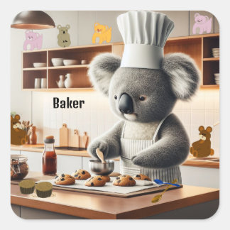 Adesivo Quadrado Bolo de Urso Koala Padeiro