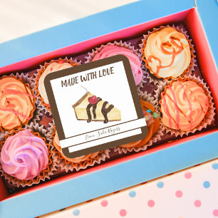 Adesivo Quadrado Bolo de Venda de Cheesecake Personalizado em Aquar