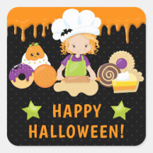 Bolos de Halloween e Menina de Cabelo Vermelho Ass