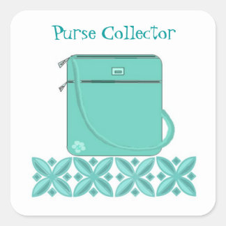 Adesivo Quadrado Bolsa de mão aqua com frase fofa