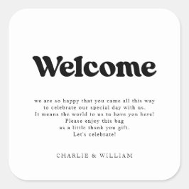 Adesivo Quadrado Bolsa de Presente de Boas-vindas