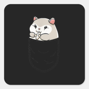 Adesivo Quadrado Bolso De Hamster Bonito No Aniversário