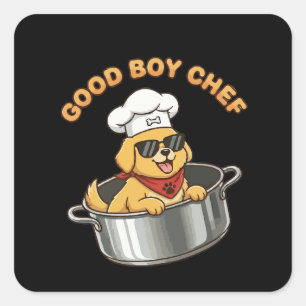 Adesivo Quadrado Bom Chef Cozinheiro Cachorro