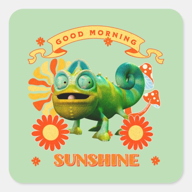 Adesivo Quadrado Bom dia Sunshine Funny Chameleon (Frente)