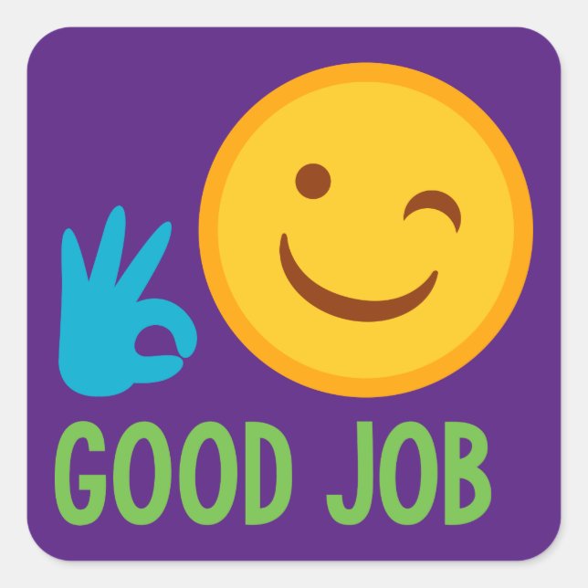 Adesivo Quadrado Bom Trabalho Emoji (Frente)