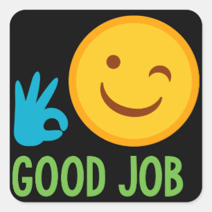 Adesivo Quadrado Bom trabalho Emoji