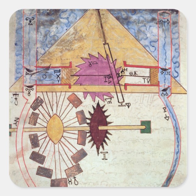 Adesivo Quadrado Bomba de água, 'do livro de conhecimento de (Frente)