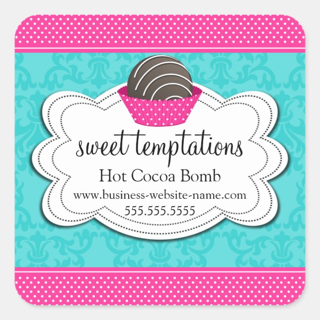 Adesivo Quadrado Bomba de chocolate quente (Frente)