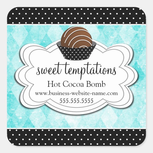 Adesivo Quadrado Bomba de chocolate quente com cacau (Frente)