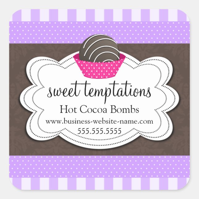 Adesivo Quadrado Bomba de chocolate quente com cacau (Frente)