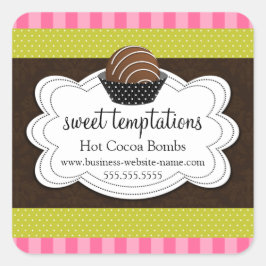 Adesivo Quadrado Bomba de chocolate quente com cacau