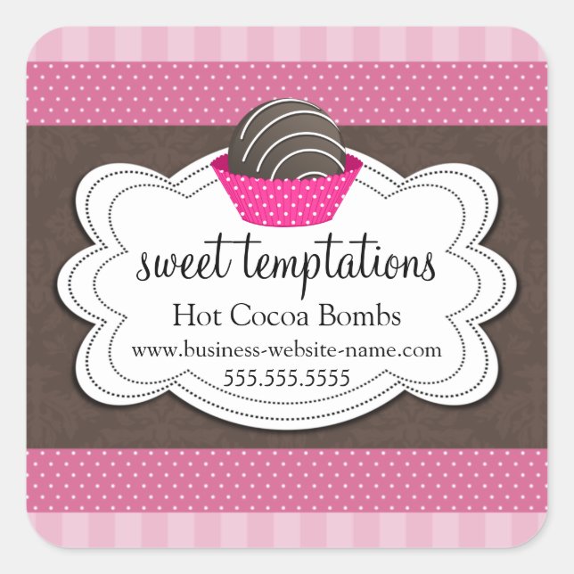 Adesivo Quadrado Bomba de chocolate quente com cacau (Frente)