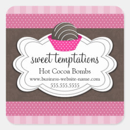 Adesivo Quadrado Bomba de chocolate quente com cacau