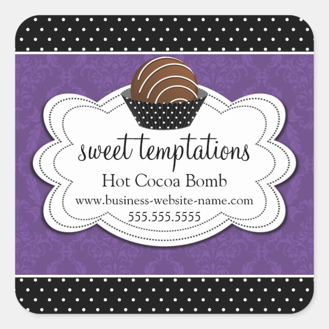 Adesivo Quadrado Bomba de chocolate quente com cacau (Frente)