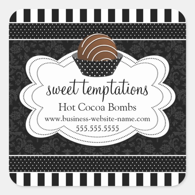 Adesivo Quadrado Bomba de chocolate quente com cacau (Frente)