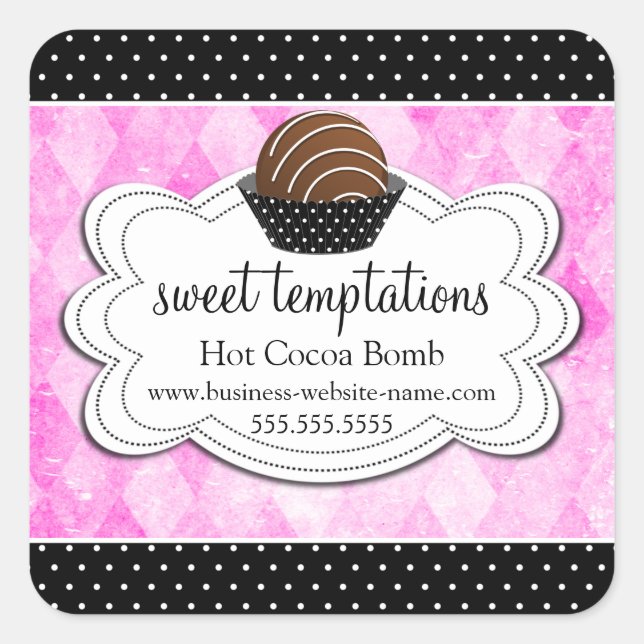 Adesivo Quadrado Bomba de chocolate quente com cacau (Frente)