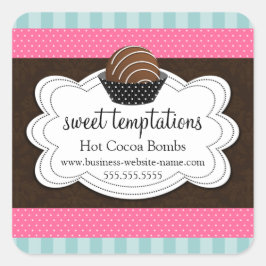 Adesivo Quadrado Bomba de chocolate quente com cacau