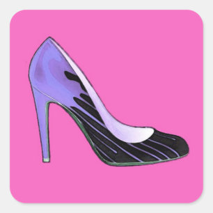 Adesivo Quadrado Bomba estiletto, azul a rosa quente