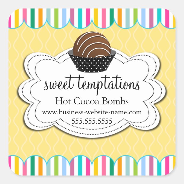 Adesivo Quadrado Bombas de chocolate quente (Frente)