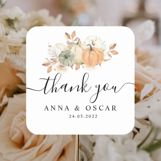 Adesivo Quadrado Bombas e flores de aquarelas do outono (Criador carregado)