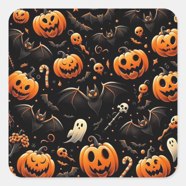 Adesivo Quadrado Bombas e morcegos (Frente)