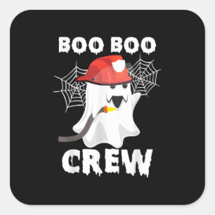 Adesivo Quadrado Bombeiro Boo Boo Crew Halloween