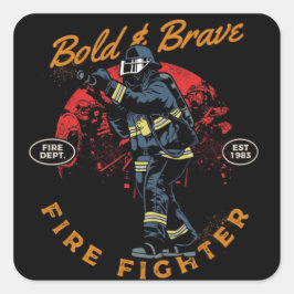 Adesivo Quadrado Bombeiro Bravo Negrito