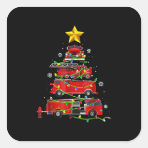 Adesivo Quadrado Bombeiro Caminhão Árvores de Natal Mulheres