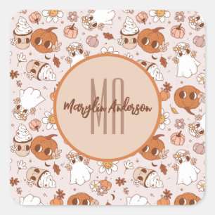 ADESIVO QUADRADO BOMBEIROS E FANTASMAS DE RETRO-GROOVY