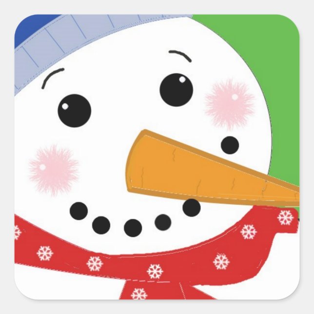 Adesivo Quadrado Bomem de Neve Alegre (Frente)