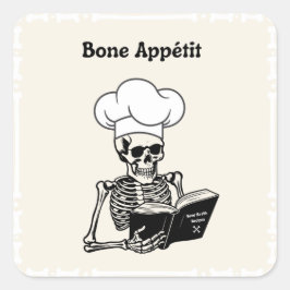 Adesivo Quadrado Bone Appétit Halloween Skeleton Chef Stickers