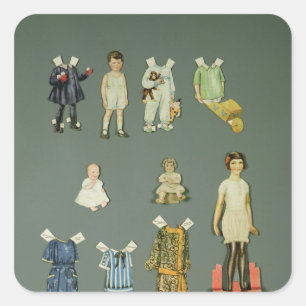 Adesivo Quadrado Boneca e roupa cortadas, os anos 30 1920s-early