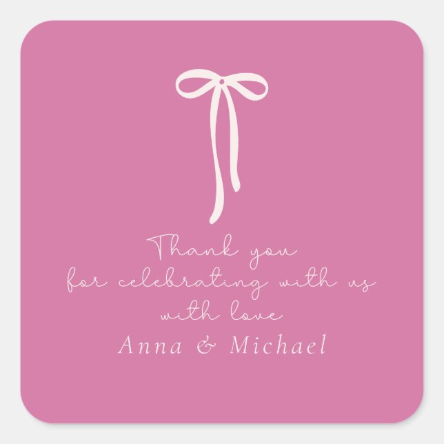 Adesivo Quadrado boneca rosa Obrigado (Frente)