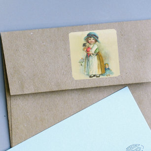 Adesivo Quadrado Bonecas carnudos do chapéu dos mordentes da menin