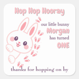 Adesivo Quadrado Boneco de Cartoon girando primeiro aniversario de 