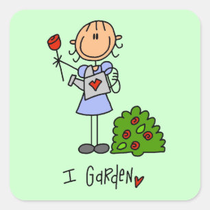 Adesivo Quadrado Boneco de jardinagem