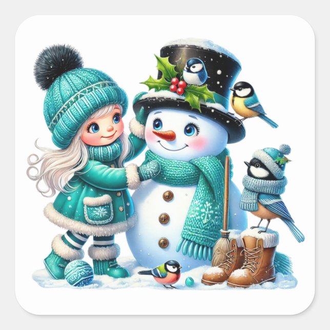 Adesivo Quadrado Boneco de neve (Frente)