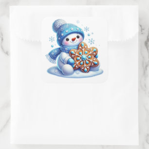 Adesivo Quadrado Boneco de neve