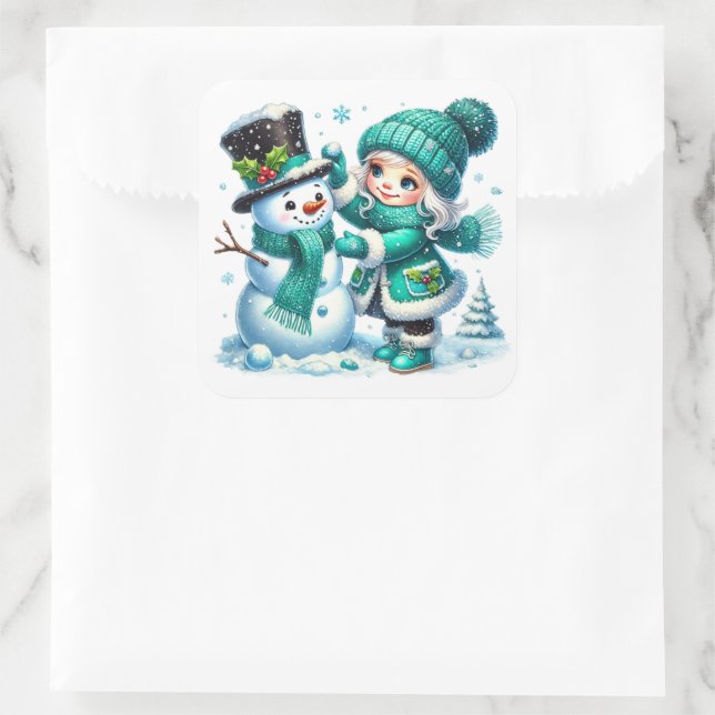 Adesivo Quadrado Boneco de neve (Bolsa)