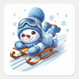 Adesivo Quadrado Boneco de neve