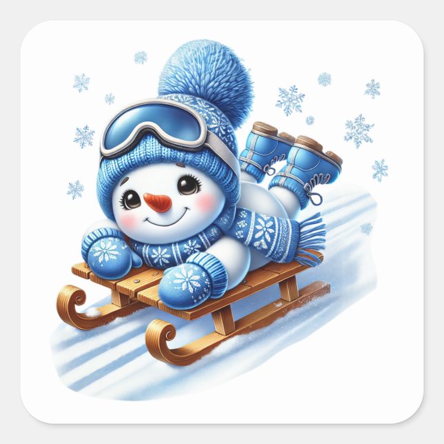 Adesivo Quadrado Boneco de neve (Frente)