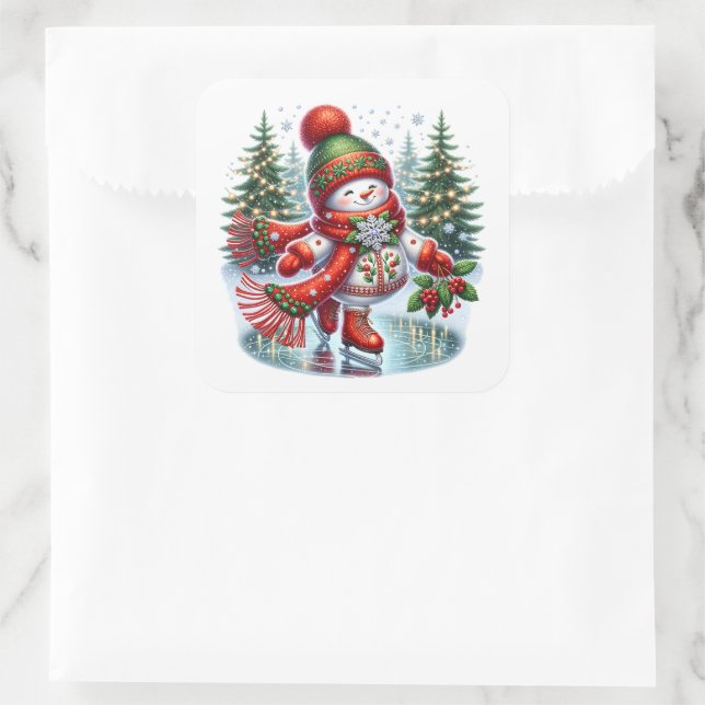 Adesivo Quadrado Boneco de neve (Bolsa)