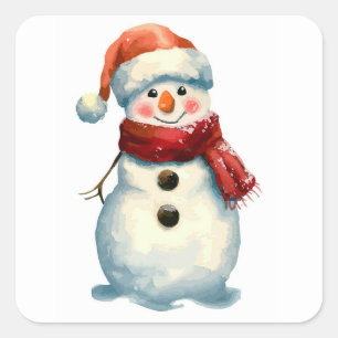 Adesivo Quadrado Boneco de neve