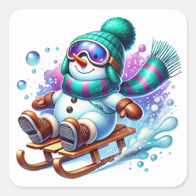 Adesivo Quadrado Boneco de neve (Frente)