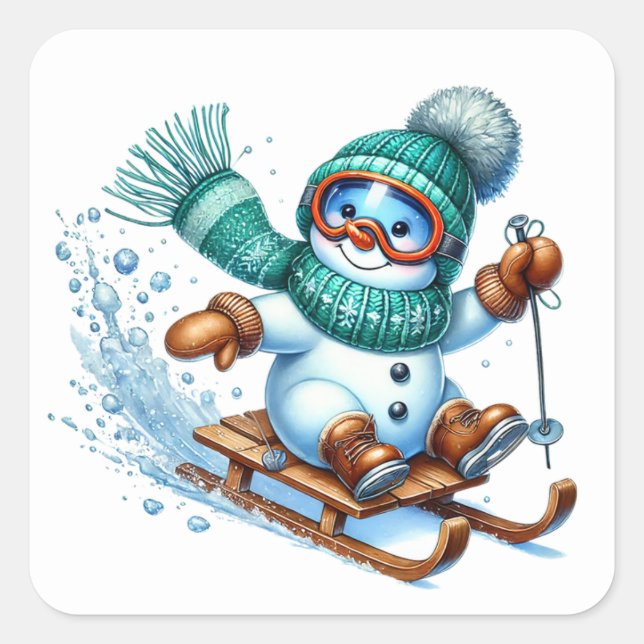 Adesivo Quadrado Boneco de neve (Frente)