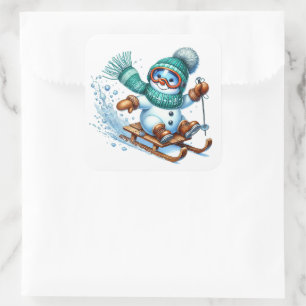 Adesivo Quadrado Boneco de neve