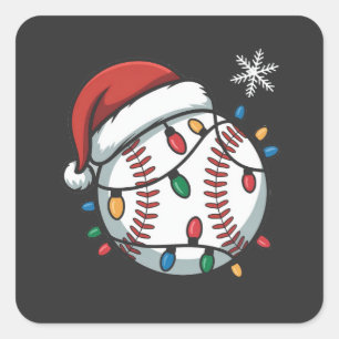 Adesivo Quadrado Boneco de Neve Beisebol Natal Papai Noel Beisebol